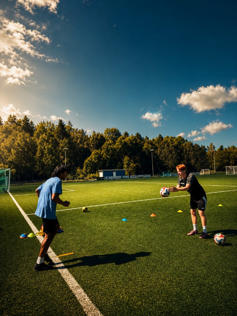 Players training on turf